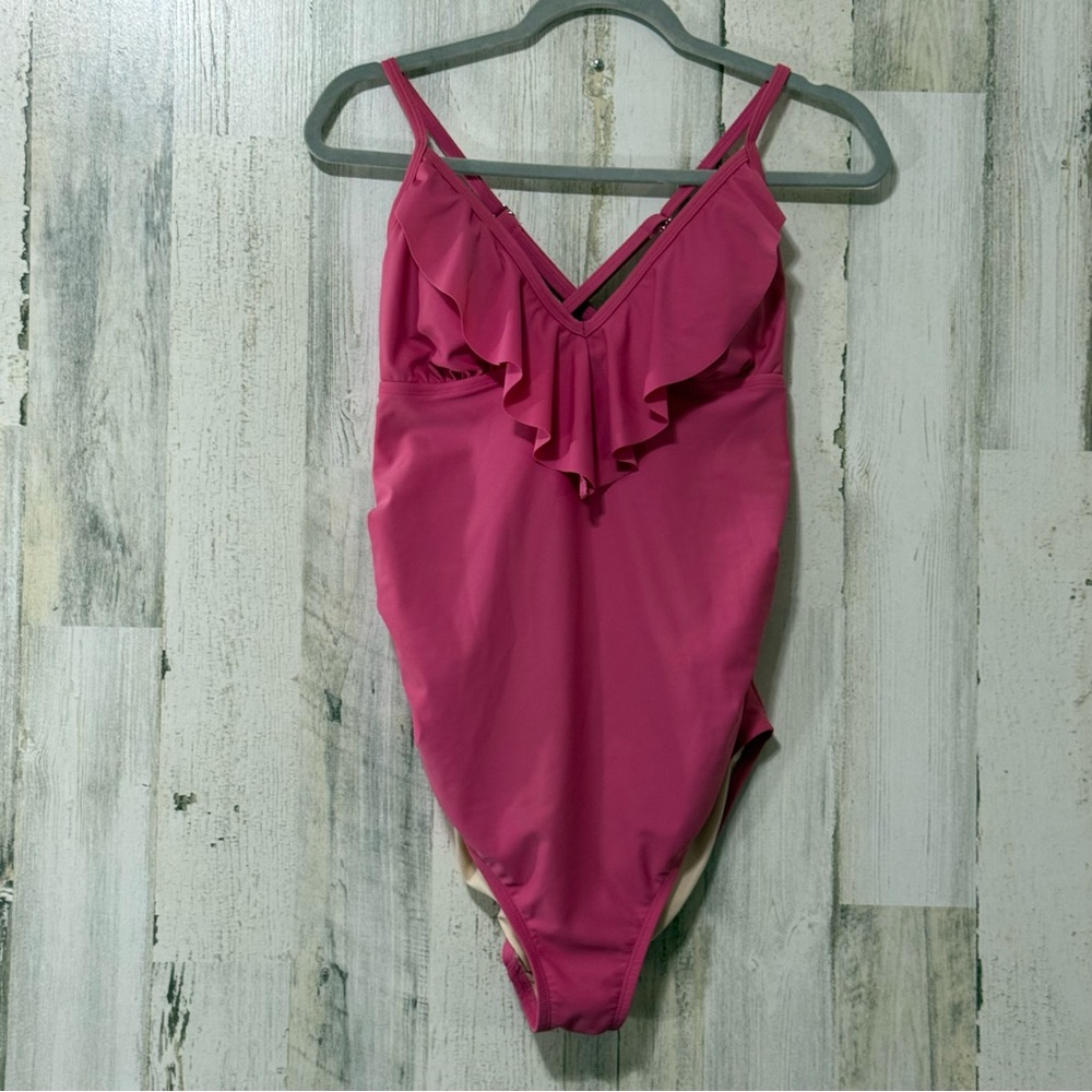Isabel Maternity by Ingrid & Isabel Magenta Ruffled One Piece Swimsuit